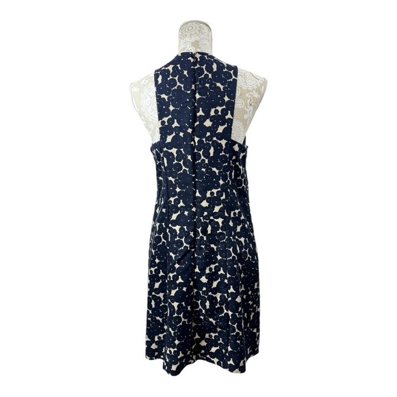 Club Monaco Size 6 Wool Silk Blend Floral Shift Dress Beige Blue Sleeveless - Picture 2 of 7